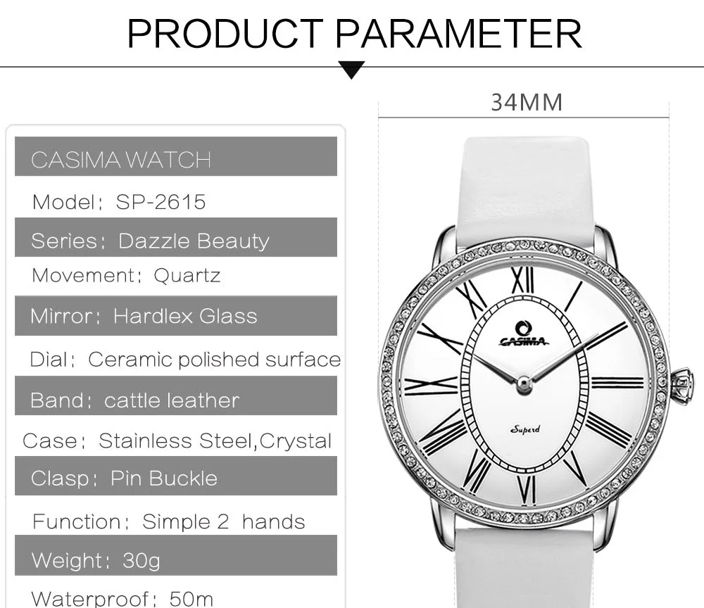 Роскошные брендовые кварцевые часы CASIMA браслет женские деловые повседневные из