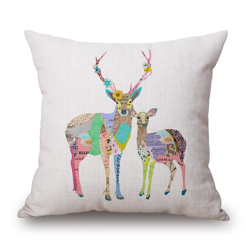 Fashion High Quality Cotton Linen Creative Geometric Deer Head Car Decorative Throw Pillow Case Cushion Cover Sofa Home Decor | Дом и сад