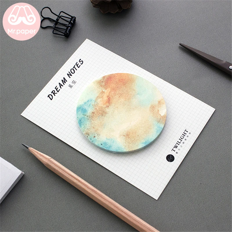 Mr Paper 30pcs/lot 8 Designs Dreamy Sky Circle Round Memo Pads Sticky Notes Notepad Diary Creative Self-Stick | Канцтовары для