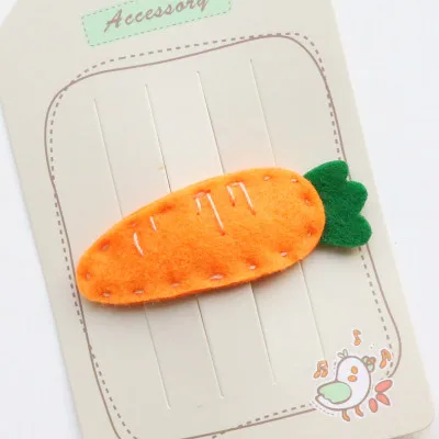 Carrot Детская милая девушка голова орнамент мультфильм чистый ручной ткань зажим для волос BB клип - Цвет: Carrot