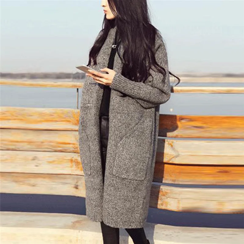 

2020 Autumn Winter Full Sleeve Long Cardigan Women Sweaters 2019 Casual Warm Female Coat Knitted Outwear Knitwear Casaco Okd241