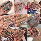 Серьги-гвоздики женские с зеленым камнем, 6 парнабор, набор сережек Brincos