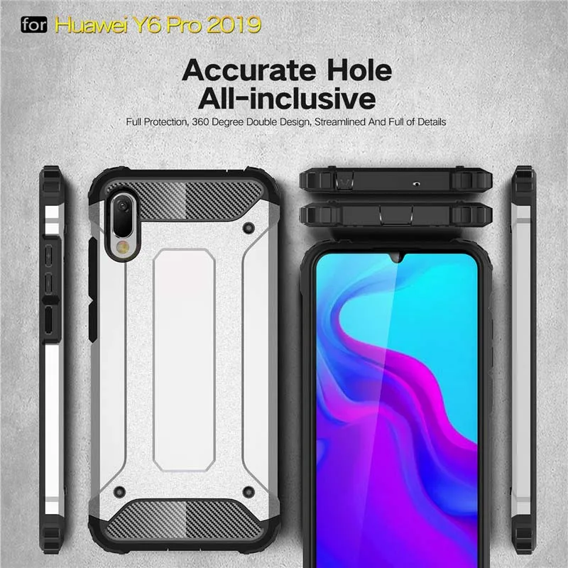 Beworlder For Huawei Y6 Pro 2019 Case Dual Layers TPU PC Heat Dispatchion Full Protect Hard Phone Cover Y6Pro |