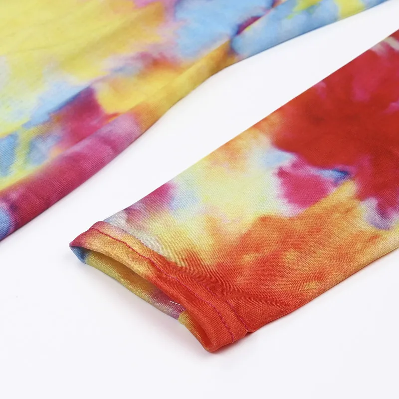Спортивный костюм Tie dye Клубная одежда Облегающий комбинезон женская домашняя