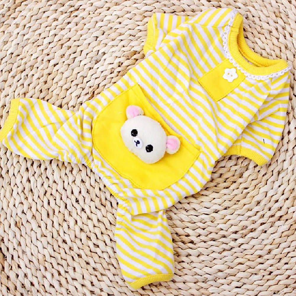 2 Colors Cute Stripes Dog Jumpsuit Pajamas Coats Clothes Pet Apparel | Дом и сад