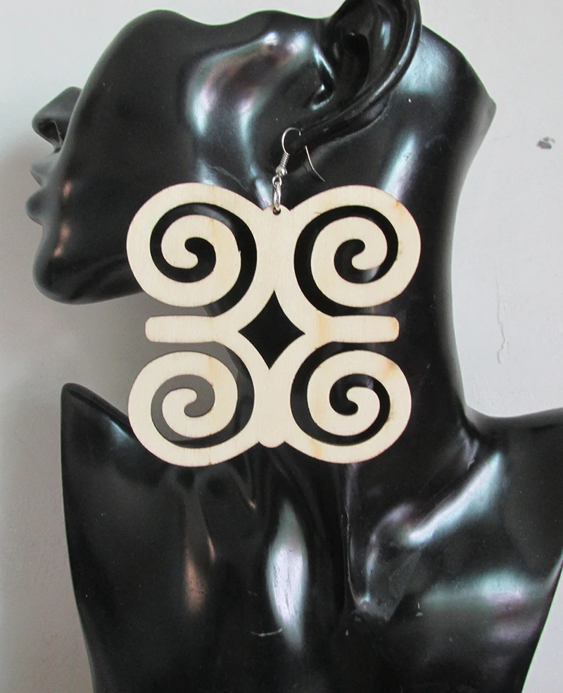 Натуральные деревянные серьги Adinkra с символами африки|africa wood earrings|earrings earringearrings
