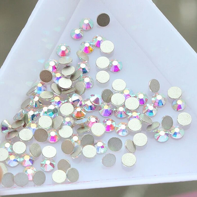1440 шт AB Crystal Strass 3D горный хрусталь Дизайн ногтей украшения (SS3 SS20) Серебро Flatback