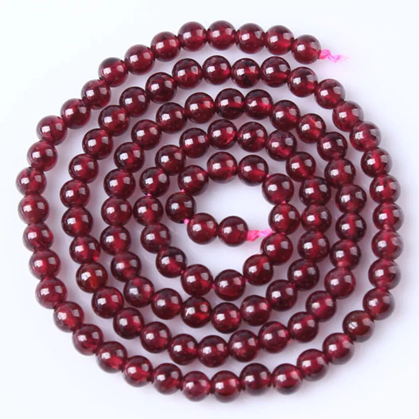 

XSM Wholesale Natural Dark Red Garnet Stone Round Beads 6 8 10mm For Jewelry Making DIY Female Bracelet & Necklace 1 Pcs