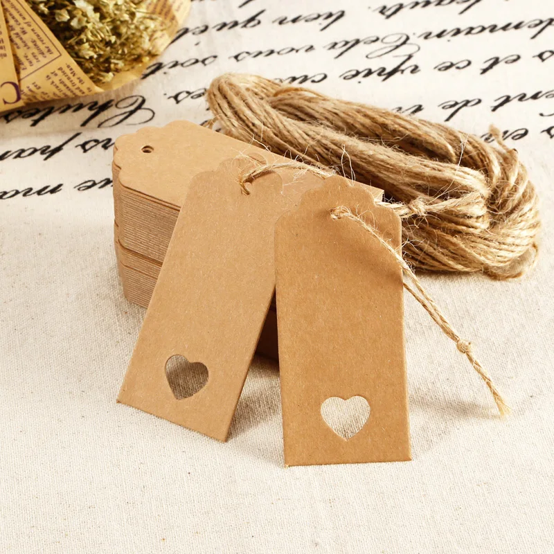 JX LCLYL 100 шт. DIY Винтаж прямоугольник из крафт бумаги Бумага кулон ярлыки бирок для
