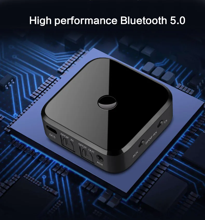 Черный Bluetooth 5,0 передатчик приемник стерео Оптическое волокно APTX-HD аудио музыка беспроводной USB адаптер 3,5 мм AUX Jack/SPDIF для ТВ ПК - Цвет: Черный
