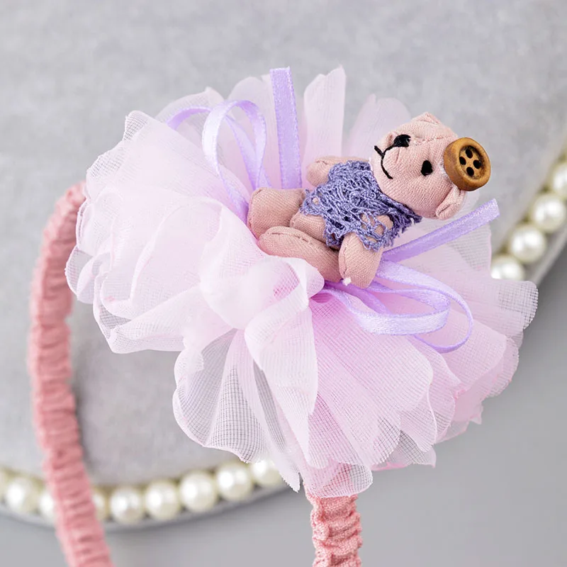 Purple Hair band Шифоновый бант, аксессуары для волос, мишка, букет, модная повязка для волос, заколки для волос для девочек, детские аксессуары для волос, детский головной убор A306 - Цвет: Purple Hair band