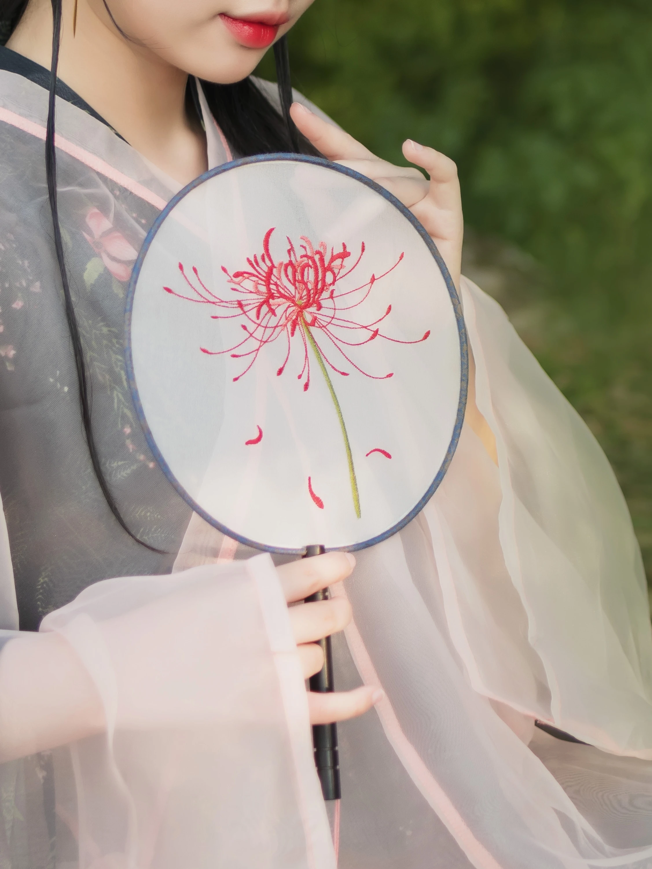 Вышитый Шелковый ручной вентилятор Круглый Женский веер древний суд Hanfu танец