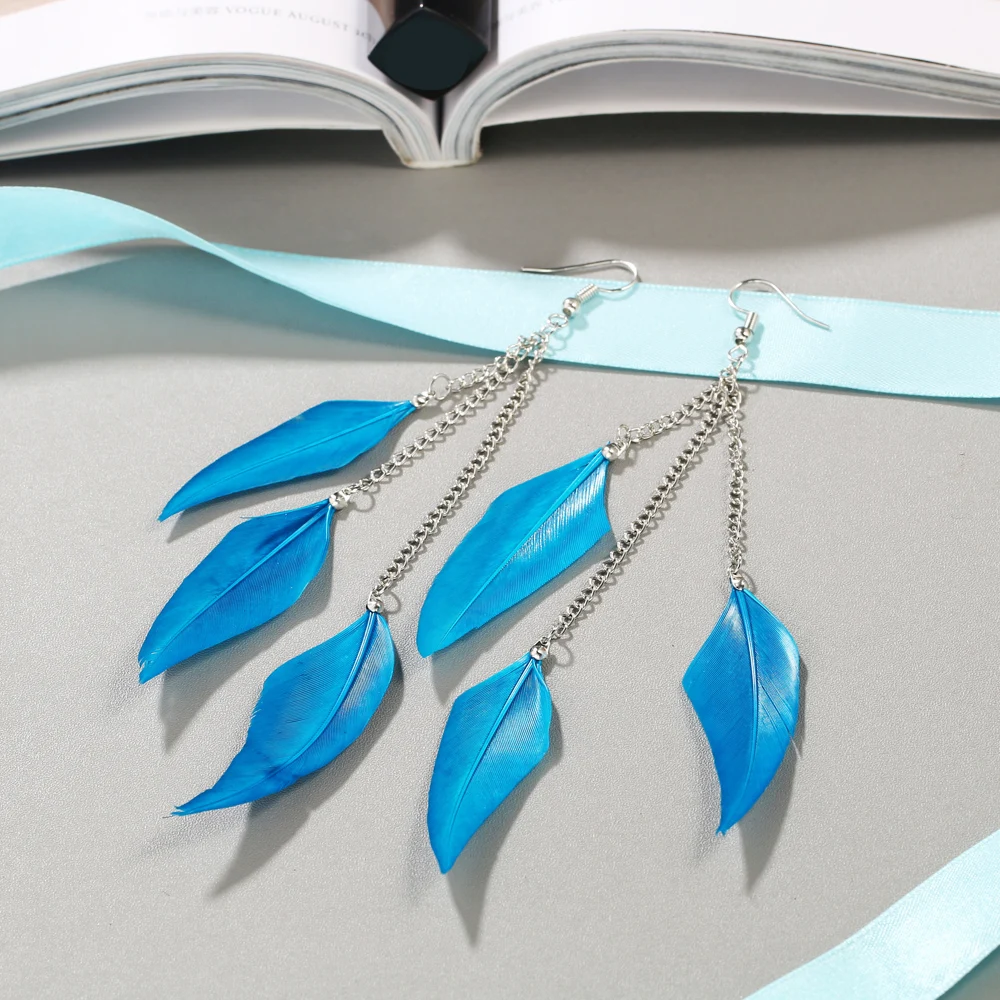 Перо серьги для женщин Boucle D'oreille длинные модные Oorbellen Brinco ювелирные украшения