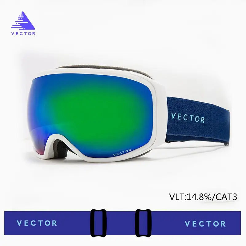 Professional Ski Goggles Snowboard New Men Women Double Layers UV400 Anti-fog Winter Sport Skiing GlassesMask Skate Eyewear - Цвет: Green Lens