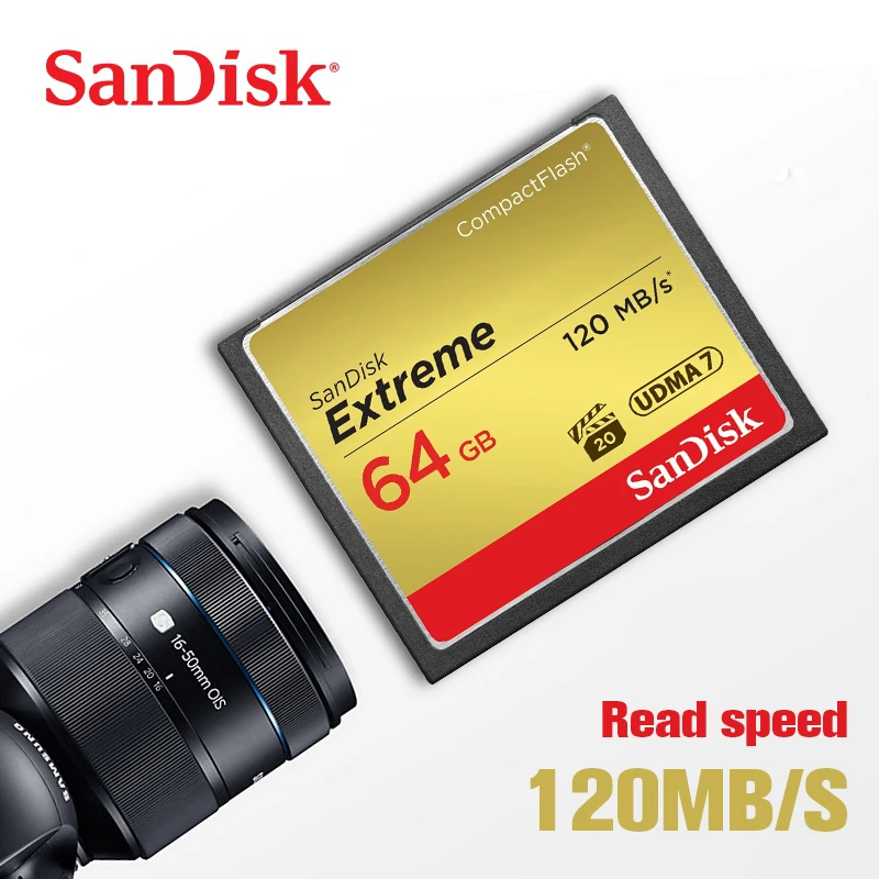 Настоящая карта памяти Sandisk Extreme Compact 32 Гб 64 128 ГБ до 120 Мб скорость чтения для видео