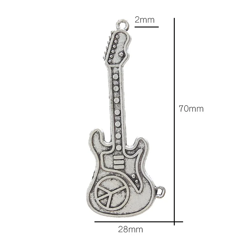 Yishan 2Pcs Guitar Charm Silver Alloy Pendant Diy Jewelry Accessories Necklace Bracelet Earrings Keychain EY3368 | Украшения и