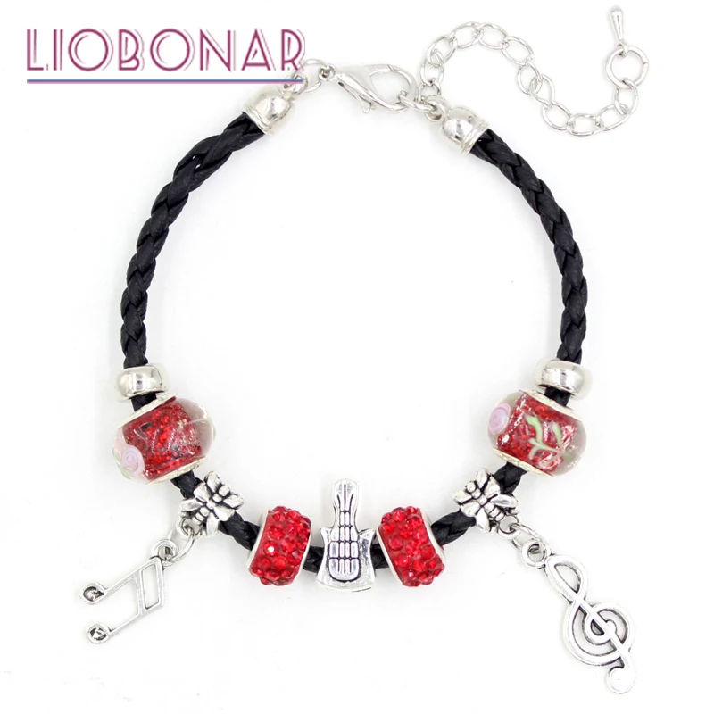 10 шт. новый кожаный браслет красные искусственные бусины женский ювелирные