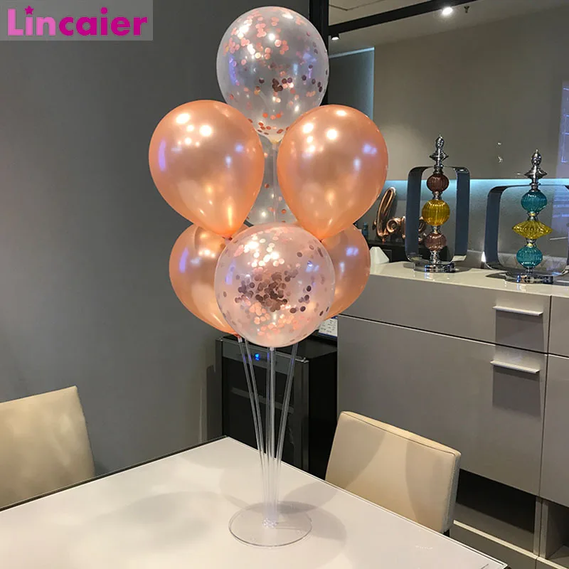 Подставка для воздушных шаров с 7 трубками розовое золото конфетти шары