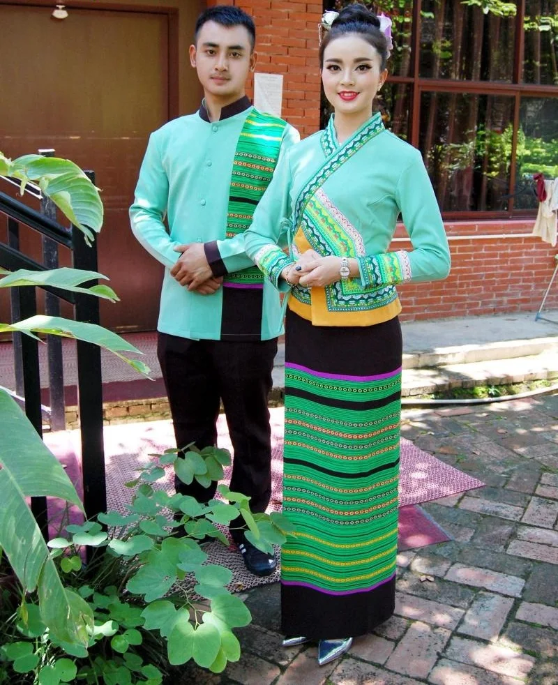 Таиланд Вьетнам Лаоса Burma Вьетнам традиционных Стиль Ресторан отеля официант рабочая одежда комплект Юго-Восточной Азии платье костюмы
