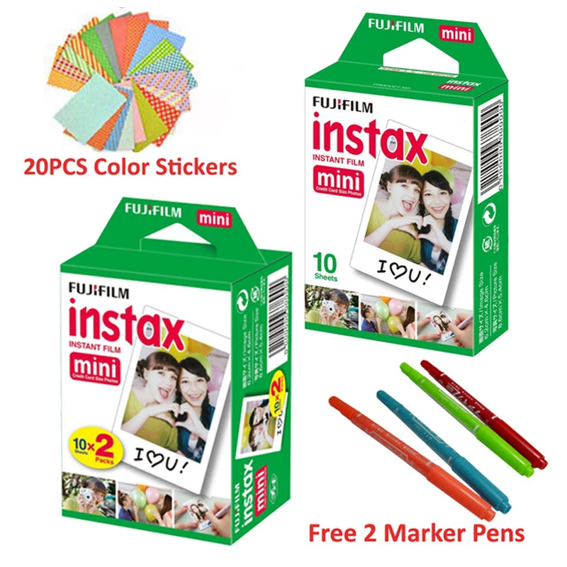 Fujifilm Instax Mini 8 белая пленка 30 шт. + Бесплатный подарок 2 ручки для рисования и