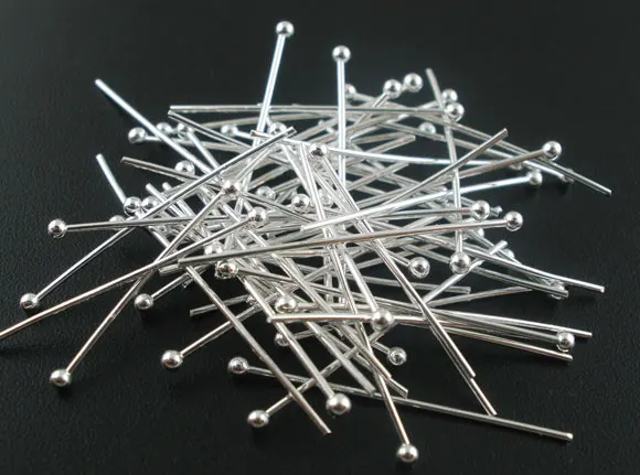 DoreenBeads 30 шт. шарик серебряного цвета шпильки для головки 30x0 7 мм (21 калибр) новинка