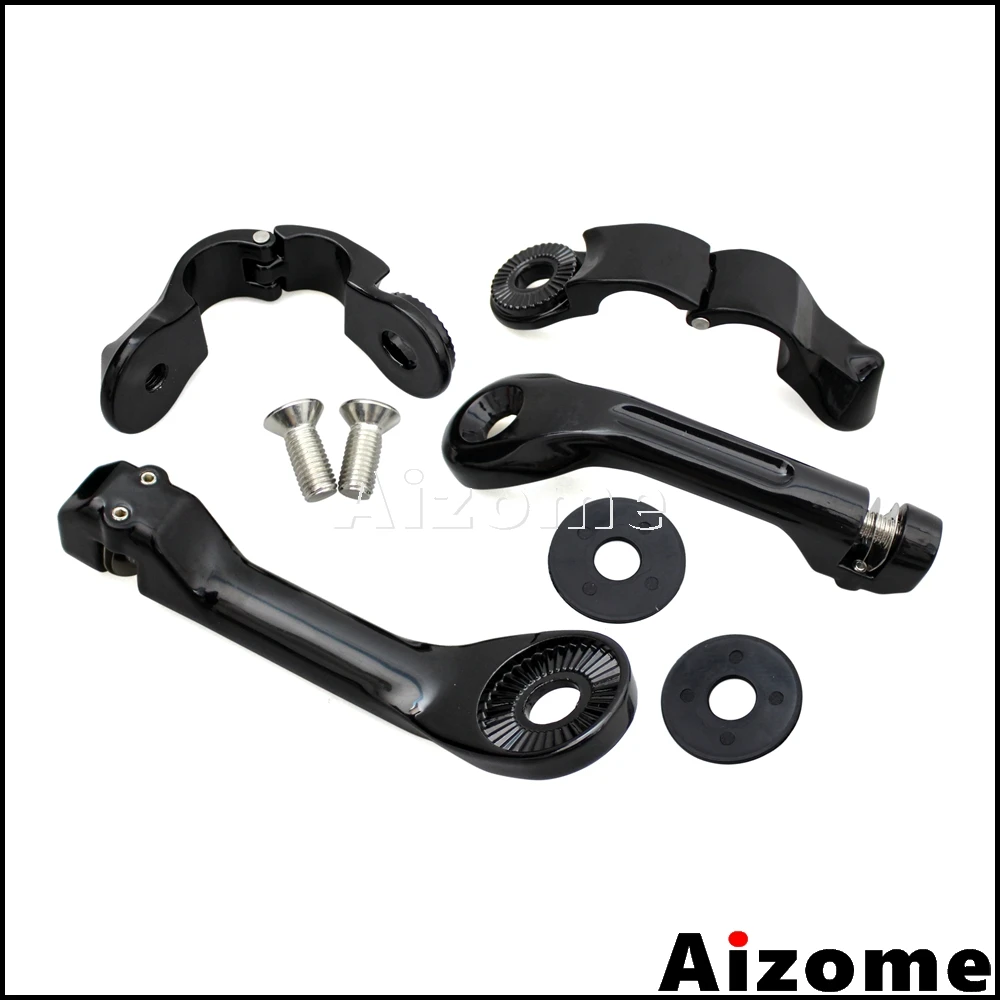 

Motorcycle 1-1/4" Long Angled Highway 1.25" Engine Guard Bar Foot Peg Mount Kit For Harley Dyna Softail Sportster Road King