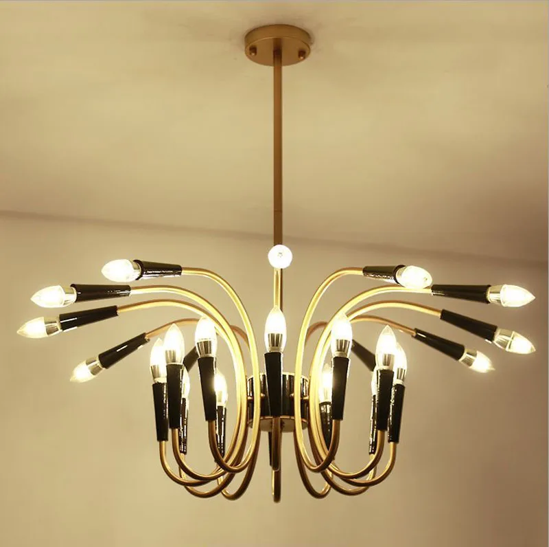 Роскошный Лебедь Свет Золотой промышленный подвесной светильник современный