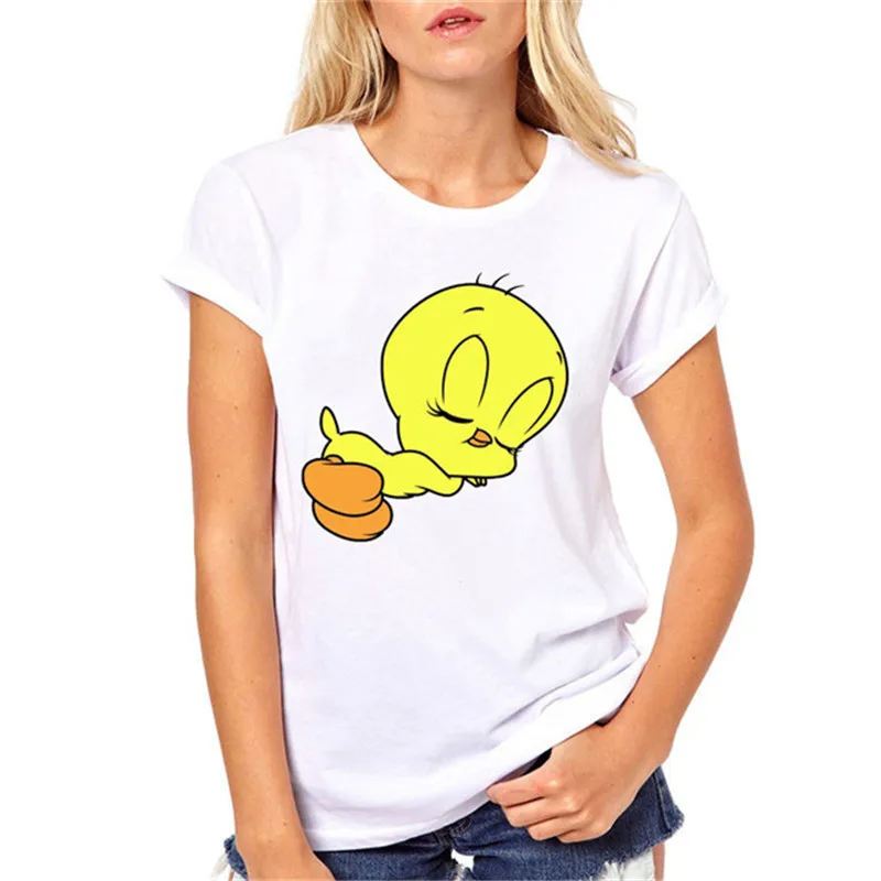 Летняя женская футболка Looney ttes Tweety Bird с мультяшным принтом летняя модная Милая