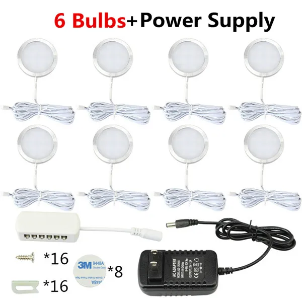 8 Bulbs set Светодиодный светильник для шкафа, ночник, лестницы, освещение, комплект, светодиодный кухонный счетчик, шкаф, шайба, лампа с блоком питания - Испускаемый цвет: 8 Bulbs set