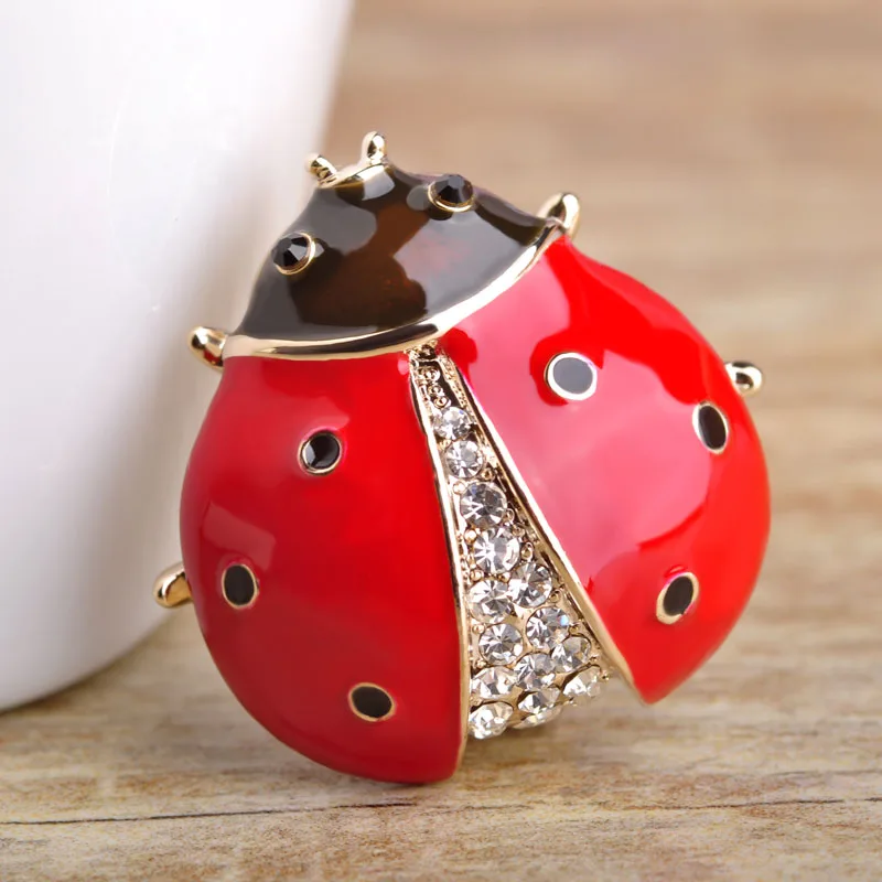 Прекрасный Божья Коровка Эмаль Брошь Пен Модные Драгоценности Женщины Букет