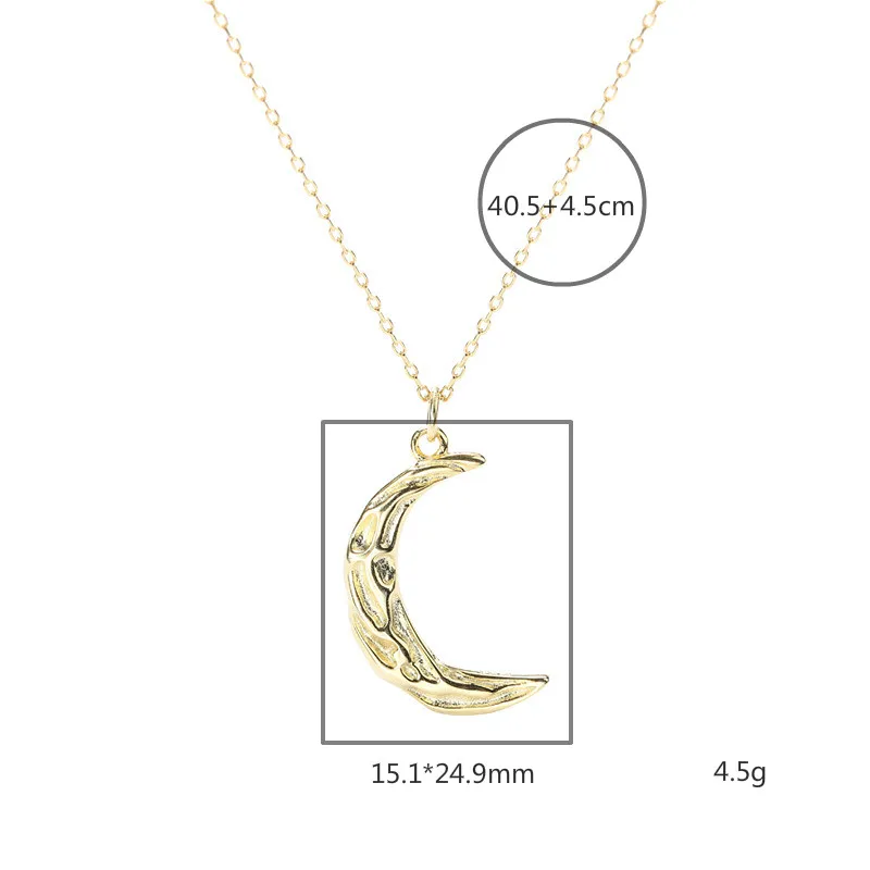 

Moon 18k Gold Real 925 Sterling Silver Necklace For Women Pleat Ripple Necklaces & Pendants Fashion Fine Jewelry Gift Flyleaf