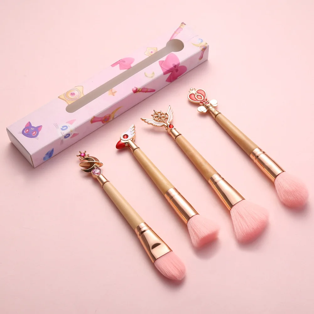 Бамбуковая ручка для макияжа Sailor Moon/Cardcaptor Sakura кисти металлическая розовая мягкая