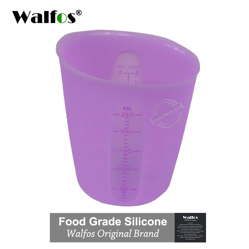 250 ml purple WALFOS высокое качество пищевой 500 мл гибкие силиконовые мерные чашки мерная ложка посуда для выпечки Кухонные инструменты для выпечки кондитерских изделий - Цвет: 250 ml purple