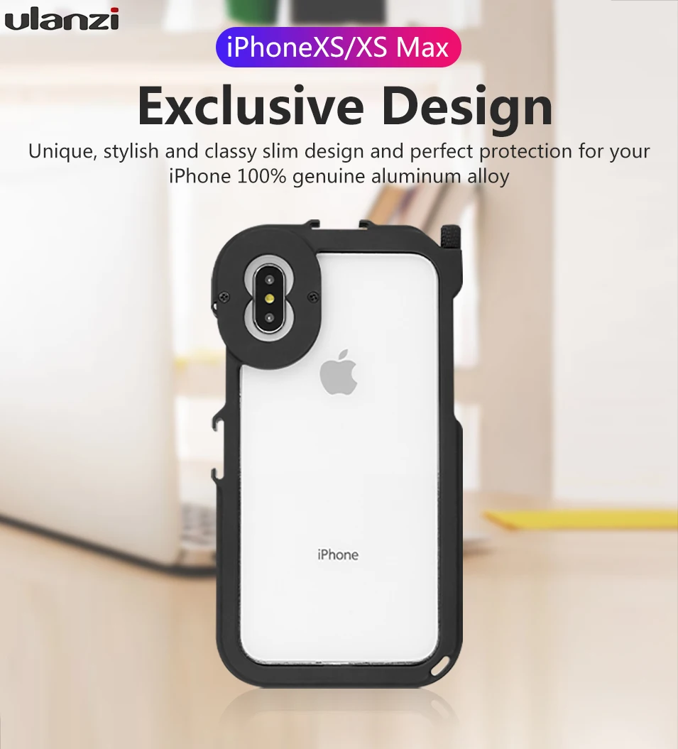 Ulanzi металлический бампер чехол для телефона рамка для iPhone X/XS/MAX, w микрофон Холодный башмак крепление и 17 мм объектив адаптер для объектива момент