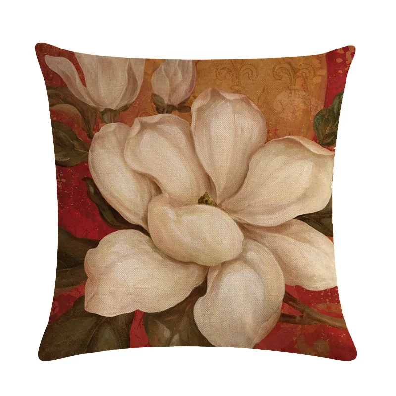 

Flower pattern Cotton Linen Cushion Cover Vintage Style Flowers Pattern Pillowcase Waist Throw Pillows Cover 45x45cm