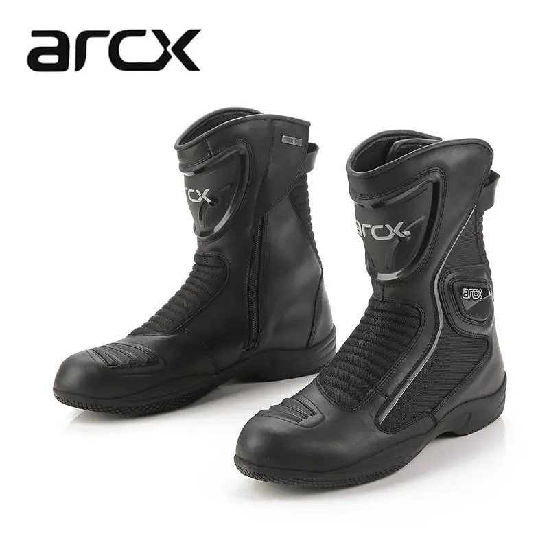 ARCX, унисекс, водонепроницаемые мотоциклетные ботинки для мотокросса, Кожаная Байкерская обувь, мотоциклетные ботинки, обувь для отдыха - Цвет: Черный