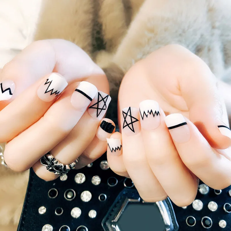 24 шт. женские накладные ногти Советы DIY геометрический узор декоративные