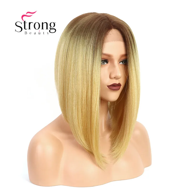 StrongBeauty кружевной передний парик Yaki прямой стрижка Боба термостойкий/средней