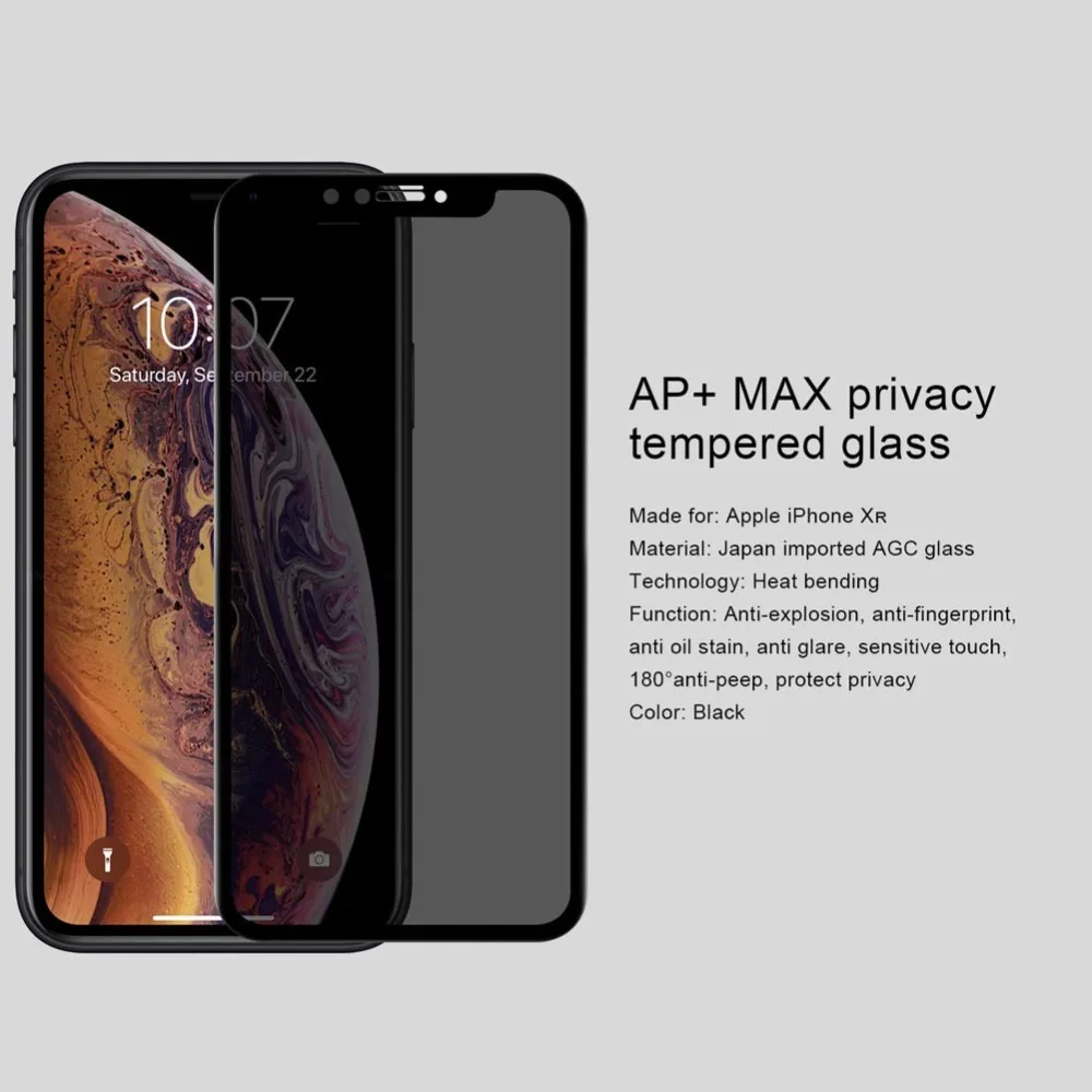 NILLKIN Защитное стекло для сохранения личной информации для iPhone XR 3D AP+ MAX конфиденциальности взрывоустойчивое закалённое Стекло для iPhone XR защитный Стекло