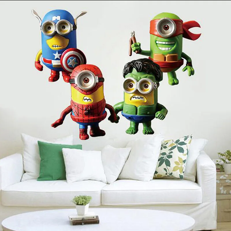 Горячая продажа Миньоны Мстители аниме плакаты дети стены таблички виниловые