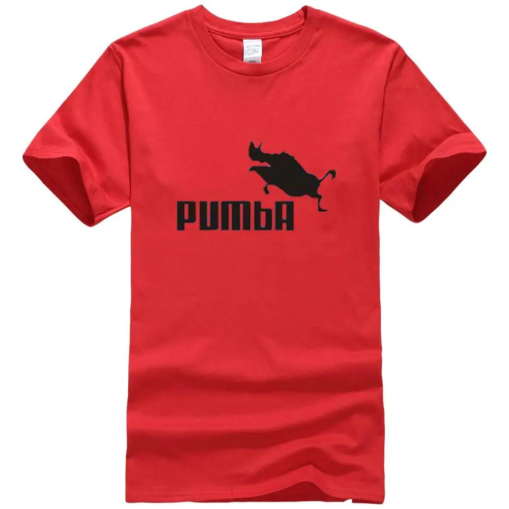 Забавные милые футболки homme Pumba, мужские хлопковые топы с короткими рукавами, крутая футболка, милый кавайный летний Трикотажный костюм, футболка - Цвет: 9009 red