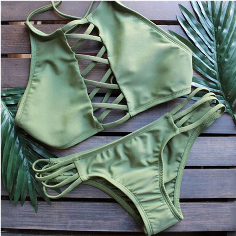 

Push Up Padded Swimsuit Sexy Bikini Set Cut Out Swimwear Women Biquini