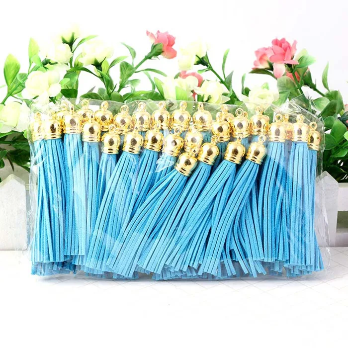 Light blue 10 шт./лот Имитация замши кисточка бахрома брелок кожаные шляпы с кисточкой ремни DIY Подвески для изготовления украшений Подвески Аксессуары для рукоделия - Цвет: Light blue