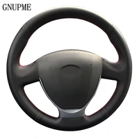 diy hand stitched black artificial leather car steering wheel cover for lada priora 2013 2018 kalina 2 2013 2018