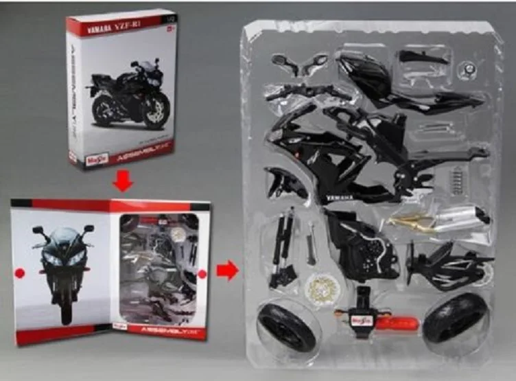 Maisto 1:12 YAMAHA YZF R1 черная сборка сделай сам модель мотоцикла велосипед Новый в
