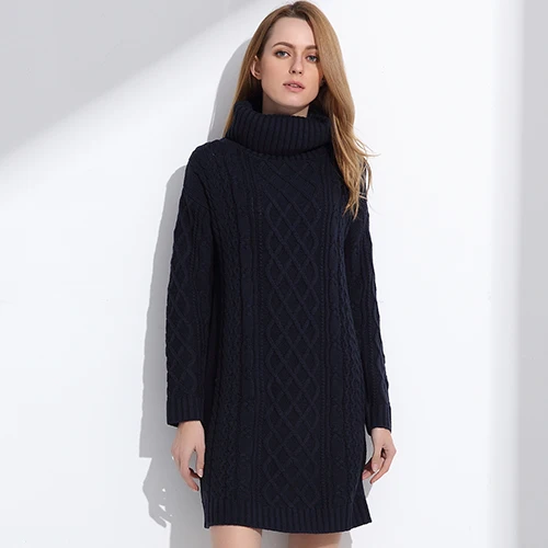 Navy Blue GAREMAY, женский свитер, водолазка, пуловер, женский свитер, платье, длинные свитера, весна, белая повседневная одежда для женщин, S061 - Цвет: Navy Blue