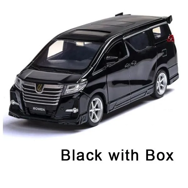 black with box Модель автомобиля Toyota Elfa, игрушечный автомобиль-няня, Черный игрушечный автомобиль, светильник с функцией оттягивания, модифицированный автомобиль, 6 дверей, можно открыть - Цвет: black with box
