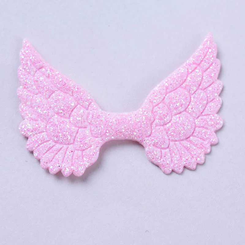 pink 50 шт./лот мини Крылья Ангела блеск войлок для детей с бантом головные повязки для волос для детей на день рождения Праздничный резинки для волос для девочек, женские аксессуары для волос - Цвет: pink