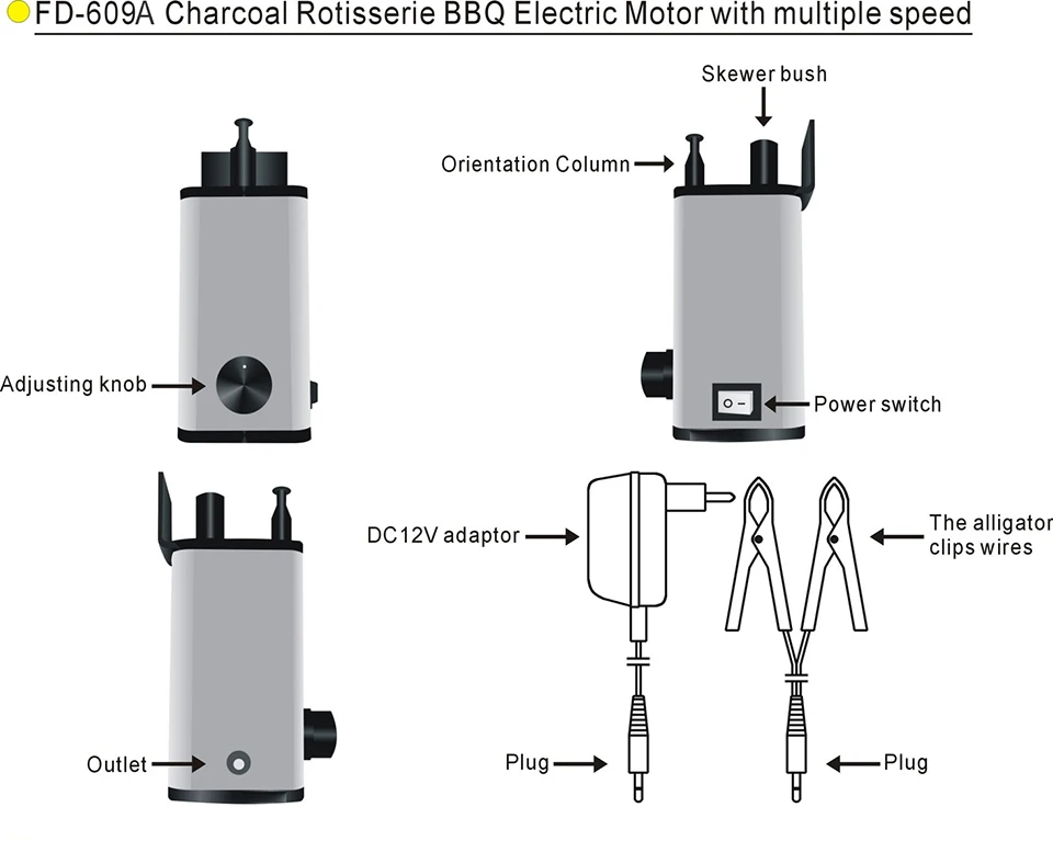 Kbxstart Eletrico Grill Motor Bbq Motor Para Asador Simple Grillmotor Charcoal Rotisserie 12V Electric Motor With Multiple Speed