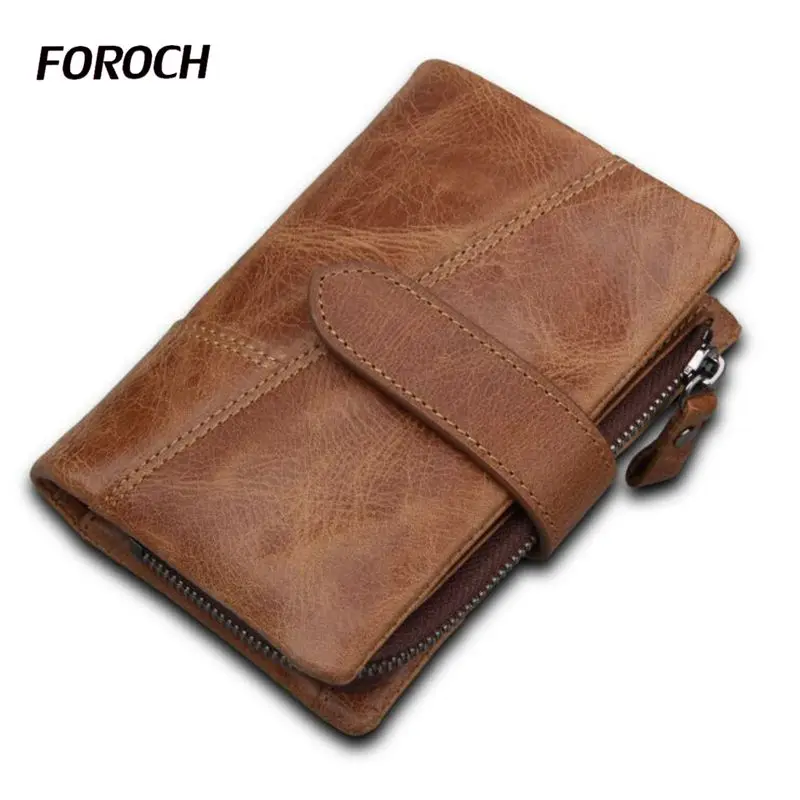 Foroch Винтаж Crazy Horse ручной работы из кожи Для мужчин Женские Кошельки